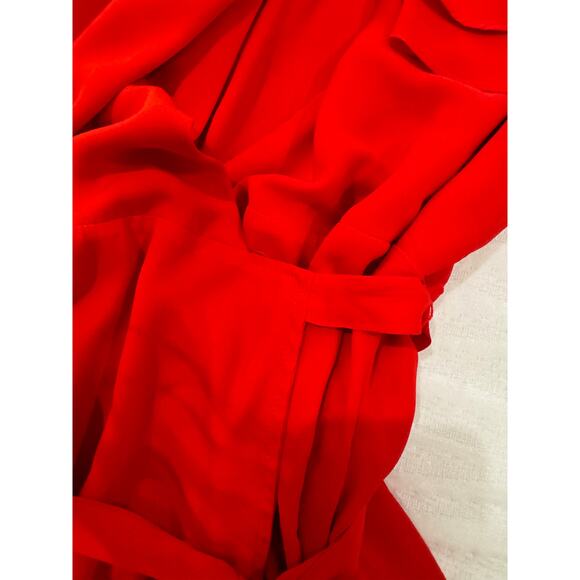 Lulus Wrap Dress Women’s Large Red Bow Rise Occasion Cherry Romantic - Picture 15 of 16